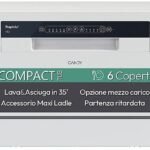 Candy Lavastoviglie Compatta Piano Tavolo CP 6E51LW - 55 cm, Bianco, Classe E